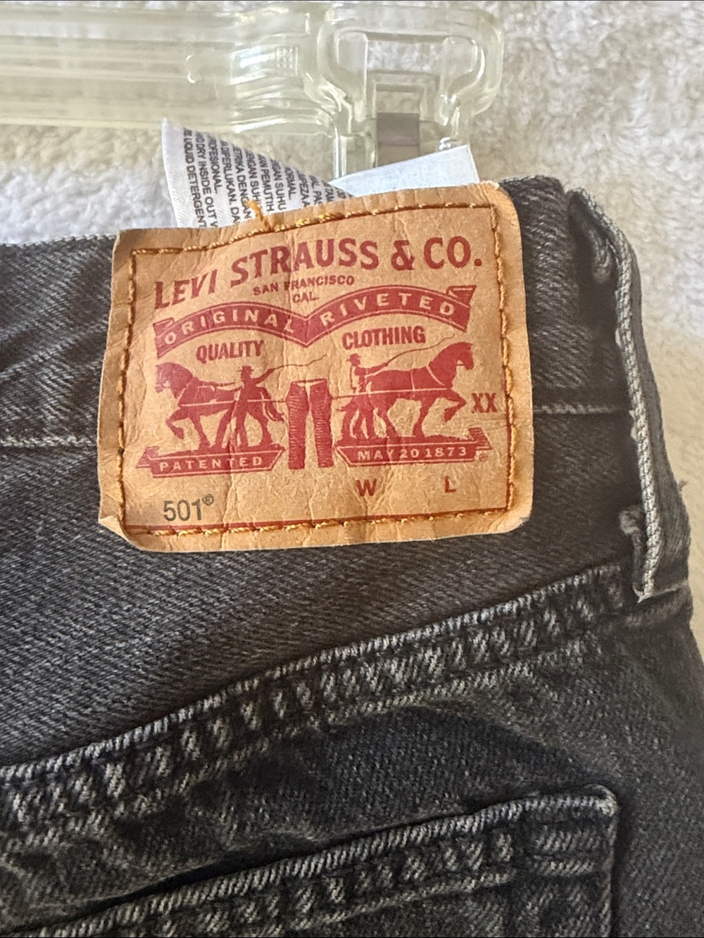 Levi's Black Distressed Denim Jean Shorts - Picture 2 of 7